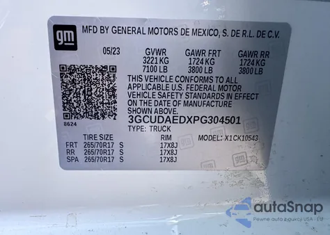 2023 Chevrolet Silverado 1500 4Wd Short Bed Wt from USA, damaged, VIN 3GCUDAEDXPG304501